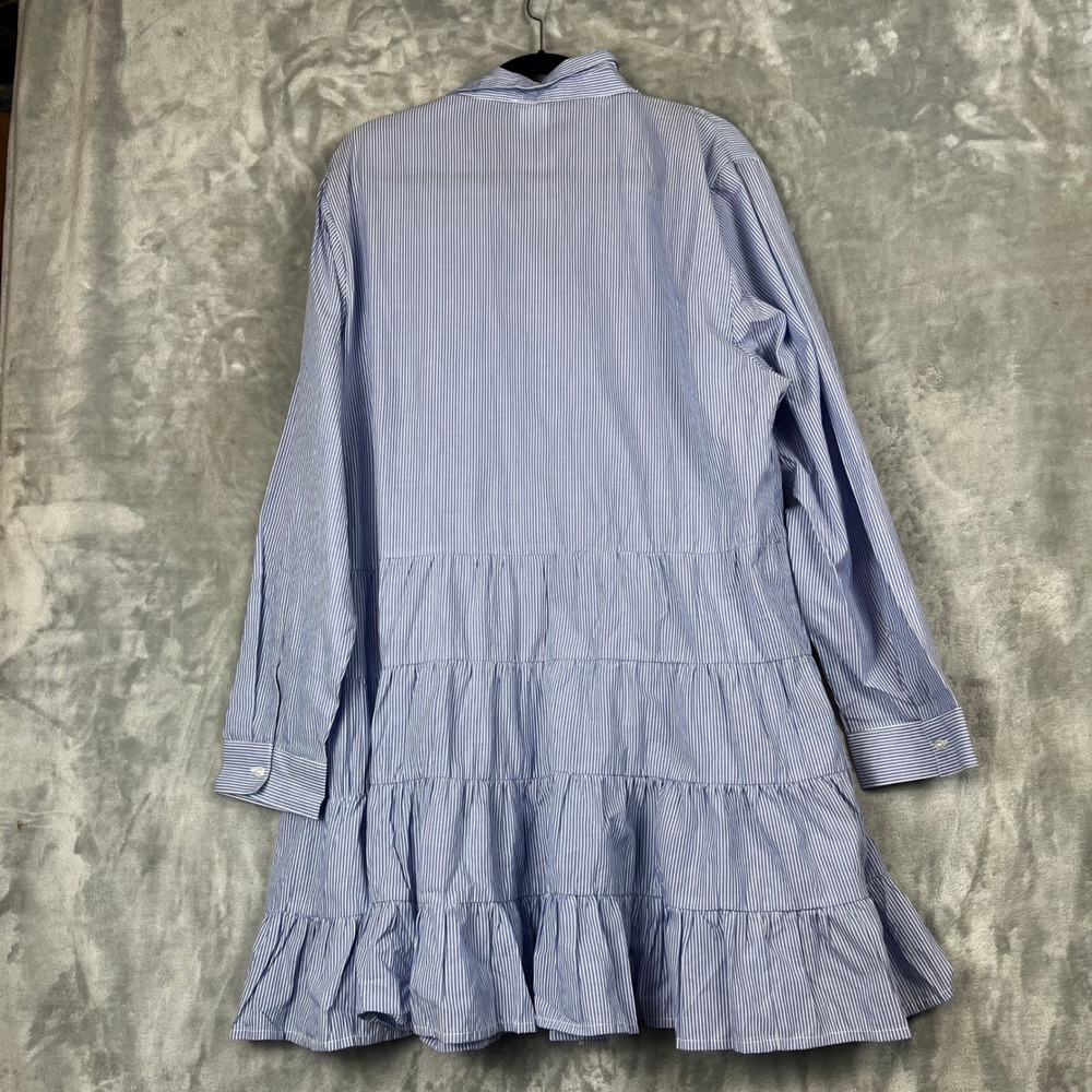 Sweet Magnolia Women Dress Blue White Stripe Tiered Ruffle Shirt Dress XXL - Picture 4 of 10